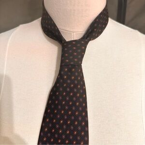 Vintage Brooks Brothers Makers England Men's Tie Silk Brown Geometric Necktie